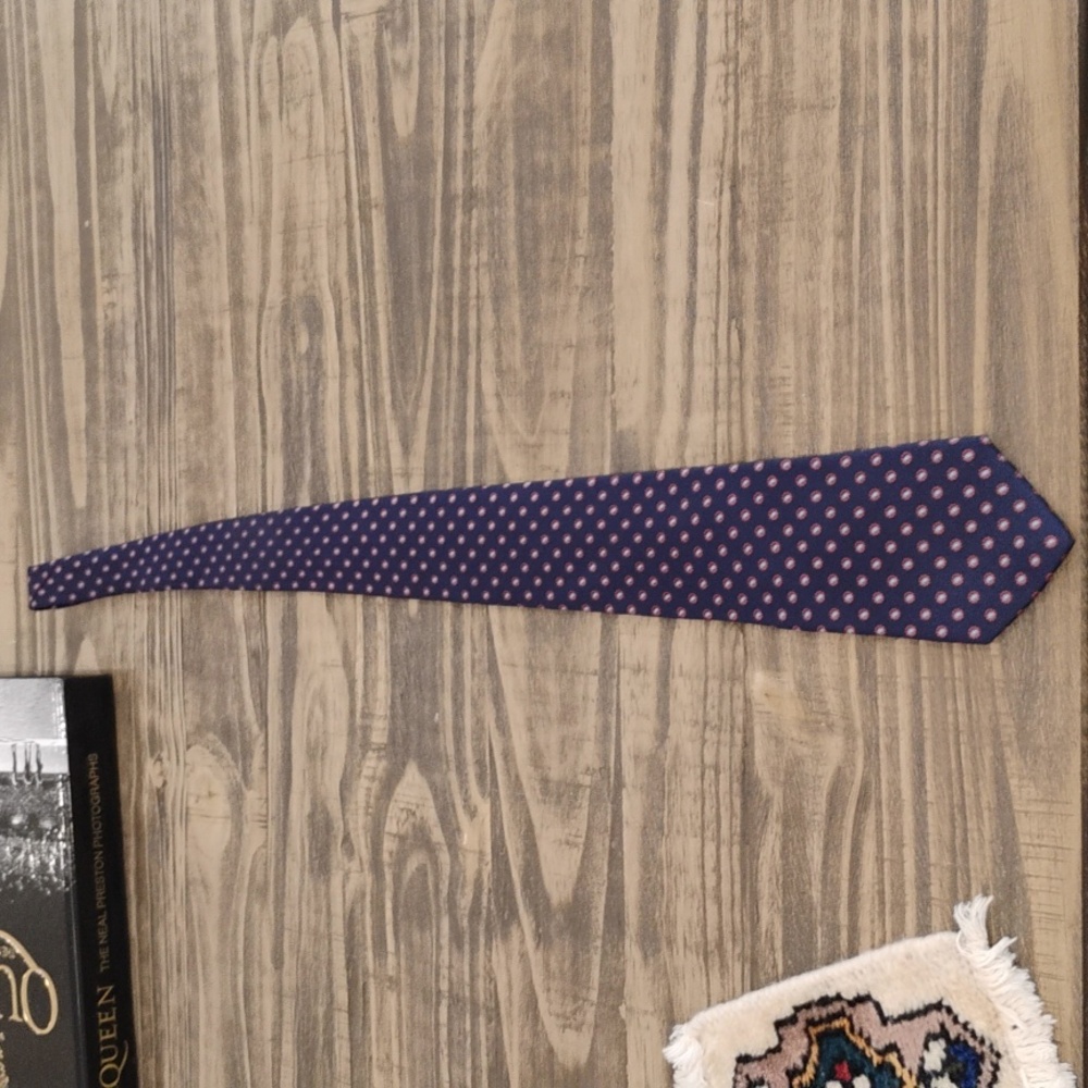 Yves Saint Laurent YSL navy tie with little round flower design